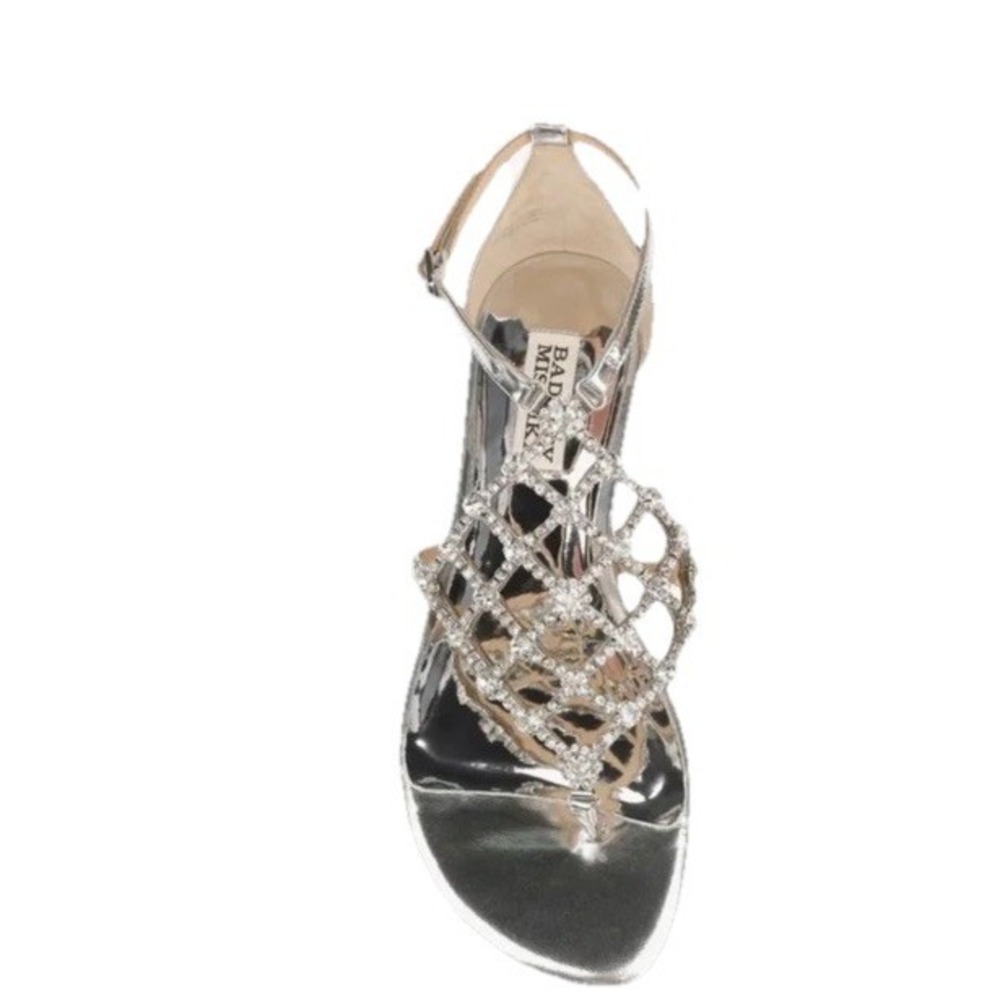 #55 Size 7 Bartley Mischka Women Joanne Crystal Cage Thong Silver Sandals Size 7